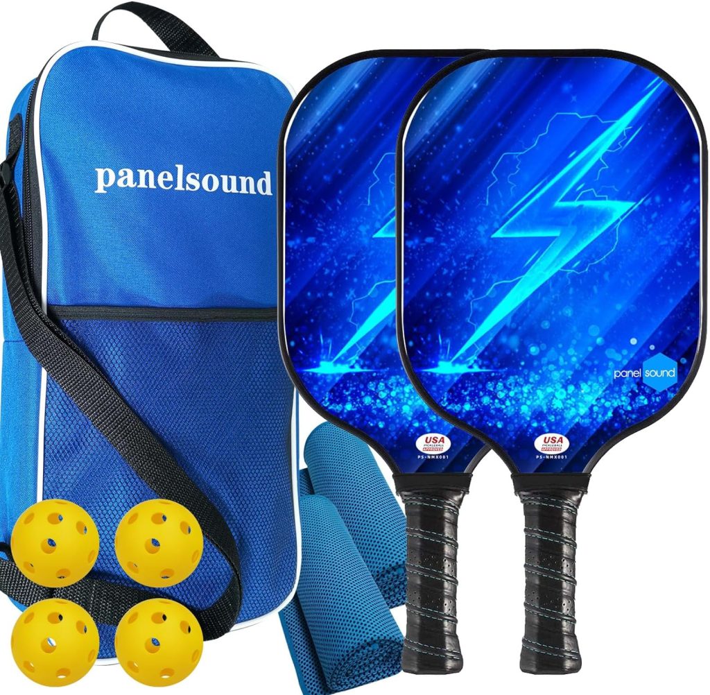 Amazon.com : Panel Sound USAPA Approved Pickleball Paddle Set Lightweight, Set of 2, Rackets with 1 Carrying Case, 2 Cooling Towels  4 Indoor Balls : Sports  Outdoors