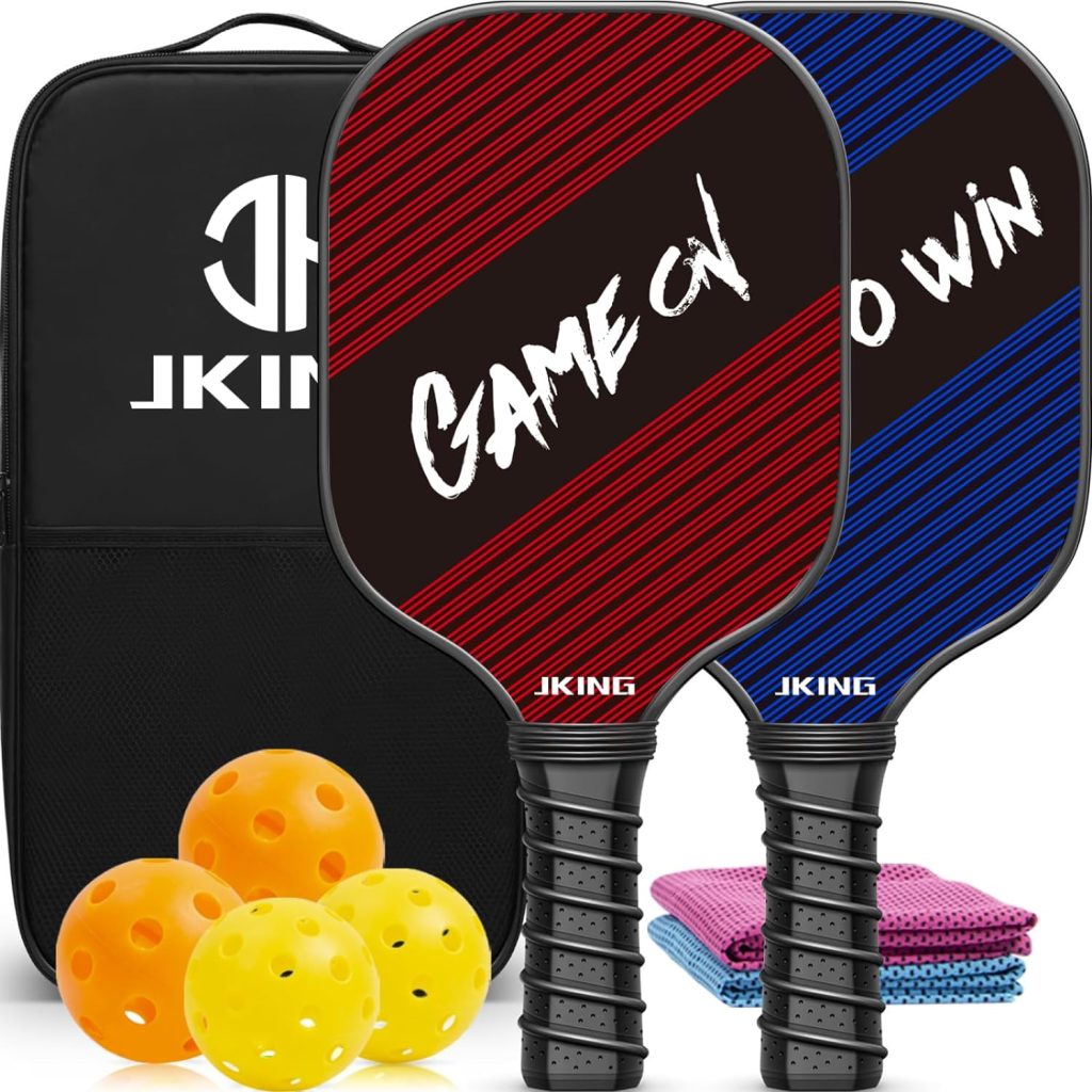 Pickleball Paddles Set of 2, USAPA Approved Lightweight Fiberglass Pickleball Set with 4 Pickleballs, 1 Pickleball Sling Bag, 2 Cooling Towels, Pickleball Gifts for Men, Women, Beginners and Pros